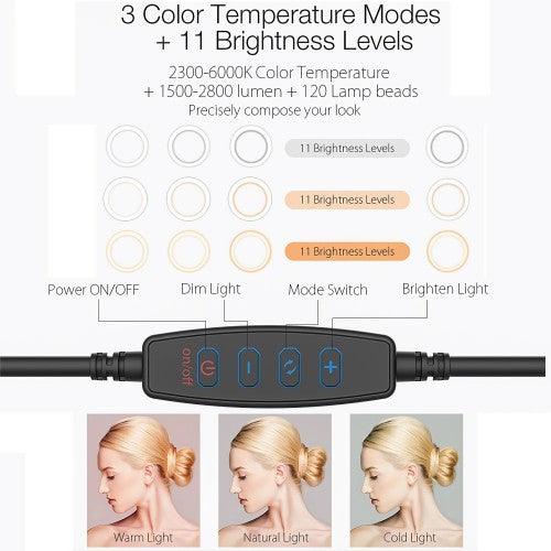 10 inch LED Ring Light with Tripod Stand & Phone Holder Dimmable Desk Makeup Kit Photography Video Lamp - BW-SL3 - Toytexx 10 inch LED Ring Light with Tripod Stand & Phone Holder Dimmable Desk Makeup Kit Photography Video Lamp - BW-SL3 - Toytexx